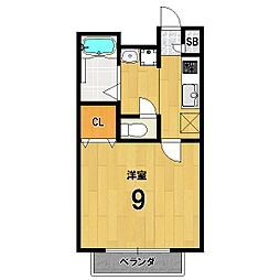 Amour一乗寺2 1Kの間取図画像