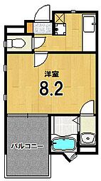 ヴィエント北白川 1Kの間取図画像