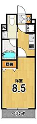 レジディア洛北 1Kの間取図画像