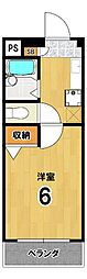 パルテール西川2 1Kの間取図画像