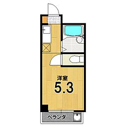 白川ロイヤルハウス ワンルームの間取図画像