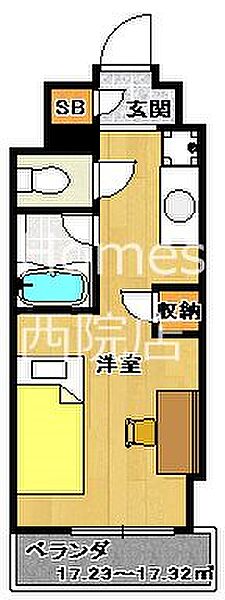 キャンパスヴィレッジ京都西京極 516｜京都府京都市右京区西京極北大入町(賃貸マンション1R・5階・17.38㎡)の写真 その2