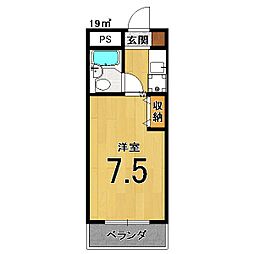 ヤングヴィレッジ嵯峨 3階1Kの間取り