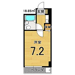 シャレー西京極 5階1Kの間取り