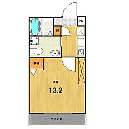Gladvis二条式部 2階1Kの間取り