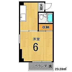 嵯峨野ハイツ 2階1Kの間取り