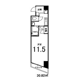アネックス西院 11階1Kの間取り
