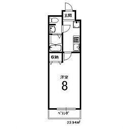 フラッティ壬生坊城 7階1Kの間取り