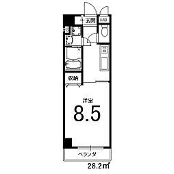 プリモ・レガーロ西京極 2階1Kの間取り