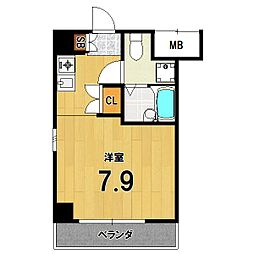 高辻ロイヤルフラッツ 3階1Kの間取り