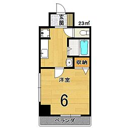UnCastello西院 4階1Kの間取り