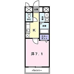 アーバン御陵 2階1Kの間取り