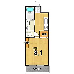 MESAVERDE桂B棟 1Kの間取図画像