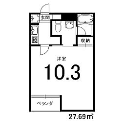 ジニア 1Kの間取図画像