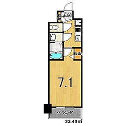 プレデコート西京極 1Kの間取図画像