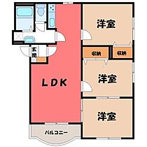 ヒーローマンション伊藤III A館  ｜ 栃木県小山市大字羽川（賃貸マンション3LDK・3階・69.30㎡） その2