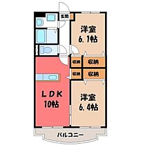 ユーミーマーベラス  ｜ 栃木県栃木市城内町2丁目（賃貸アパート2LDK・4階・53.67㎡） その2