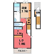 グレース・Ｋ  ｜ 栃木県栃木市小平町（賃貸アパート1LDK・2階・40.09㎡） その2