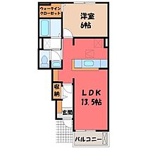 栃木県栃木市箱森町（賃貸アパート1LDK・1階・46.06㎡） その2