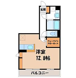 JR東北新幹線 小山駅 バス10分 中央福祉医療専門学校下車 徒歩5分の賃貸アパート 1階ワンルームの間取り