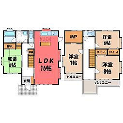JR東北新幹線 小山駅 3.2kmの賃貸一戸建て 1階4LDKの間取り