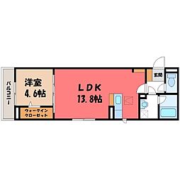 湘南新宿ライン宇須 小金井駅 徒歩1分の賃貸アパート 1階1LDKの間取り