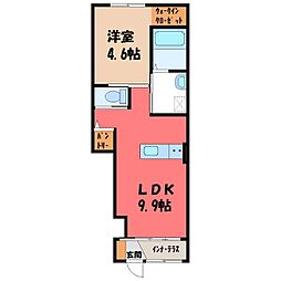 JR東北新幹線 小山駅 バス11分 雨ヶ谷公民館下車 4.4kmの賃貸アパート 1階1LDKの間取り