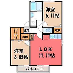 コーポマリーナB 2LDKの間取図画像