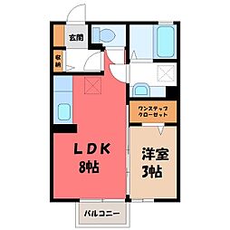 シャトー・デュ・ボヌールB 1LDKの間取図画像