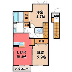 モリロワイヤル 2LDKの間取図画像