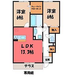 グリーンライズB 2LDKの間取図画像