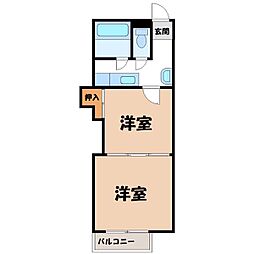 レジデンスカープ小山 2Kの間取図画像