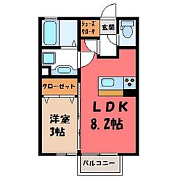 エンベリーザB 1LDKの間取図画像