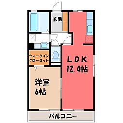 シャ・ペルサンC 1LDKの間取図画像
