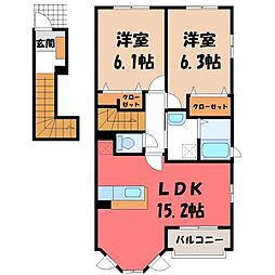 プリマヴェーラB 2LDKの間取図画像