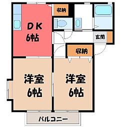 サンビレッジ花垣B棟 2DKの間取図画像