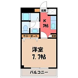KURADO片柳 1Kの間取図画像