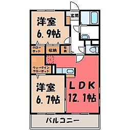 クレメントB 2LDKの間取図画像
