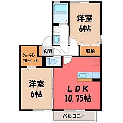 K・フルールB 2LDKの間取図画像