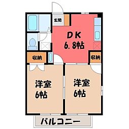 ベルポート 2DKの間取図画像