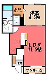 リーヴァ ノヴァ 1LDKの間取図画像