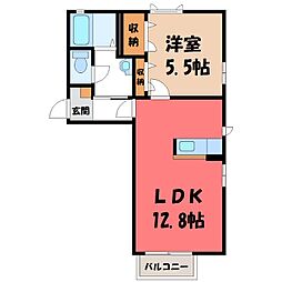 オークスA 1LDKの間取図画像