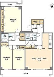 コンフォリア竹ノ塚イースト 11階3LDKの間取り