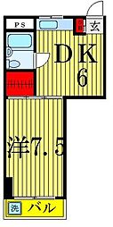 ヘイワハイム 1DKの間取図画像