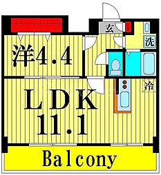 アルファコート西新井 7階1LDKの間取り