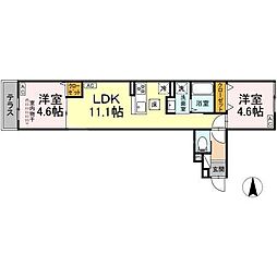 セレスティア南花畑III 1階2LDKの間取り