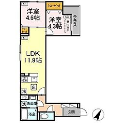 セレスティア扇III 2LDKの間取図画像