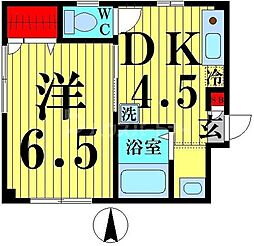 サンハイツ竹の塚 1階1DKの間取り