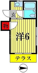 ビラサンホワイトJr 1階1Kの間取り