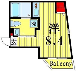 ドムス北千住 3階ワンルームの間取り